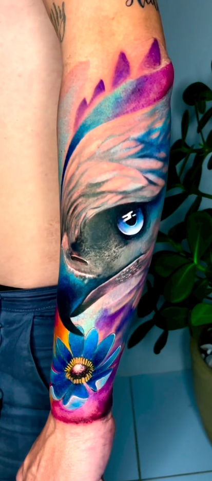 Tatuagem colorida Águia